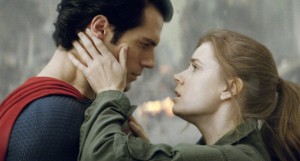 Superman and Lois Lane share a tender moment.