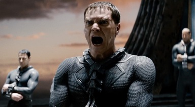 General Zod, (  Michael Shannon) and his fellow conspirators stand trial on Krypton.
